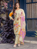 Jyoti Fashion Women's Cream Cotton Blend Printed Designer Kurta Set with Dupatta - Distacart