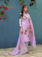Jyoti Fashion Women's Lavender Cotton Blend Printed Designer Kurta Set with Dupatta - Distacart