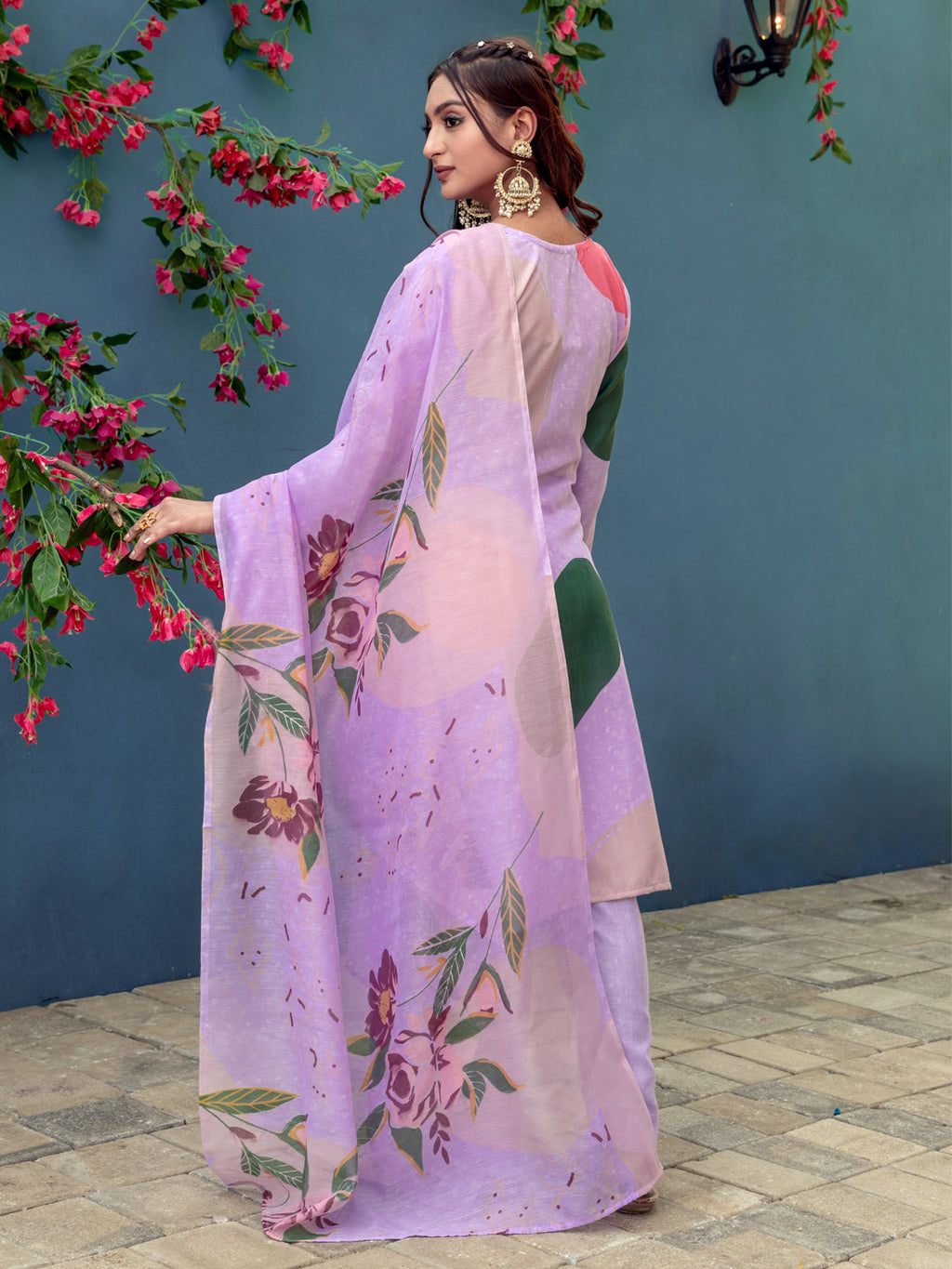 Jyoti Fashion Women's Lavender Cotton Blend Printed Designer Kurta Set with Dupatta - Distacart