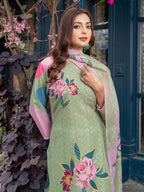 Jyoti Fashion Women's Mehendi Cotton Blend Printed Designer Kurta Set with Dupatta - Distacart