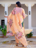 Jyoti Fashion Women's Orange Cotton Blend Printed Designer Kurta Set with Dupatta - Distacart