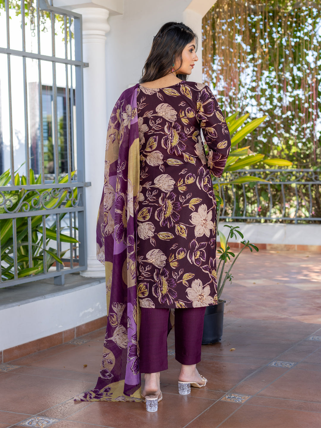 Jyoti Fashion Women's Purple Cotton Blend Printed Designer Kurta Set with Dupatta - Distacart