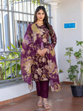 Jyoti Fashion Women's Purple Cotton Blend Printed Designer Kurta Set with Dupatta - Distacart