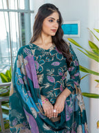 Jyoti Fashion Women's Rama Cotton Blend Printed Designer Kurta Set with Dupatta - Distacart