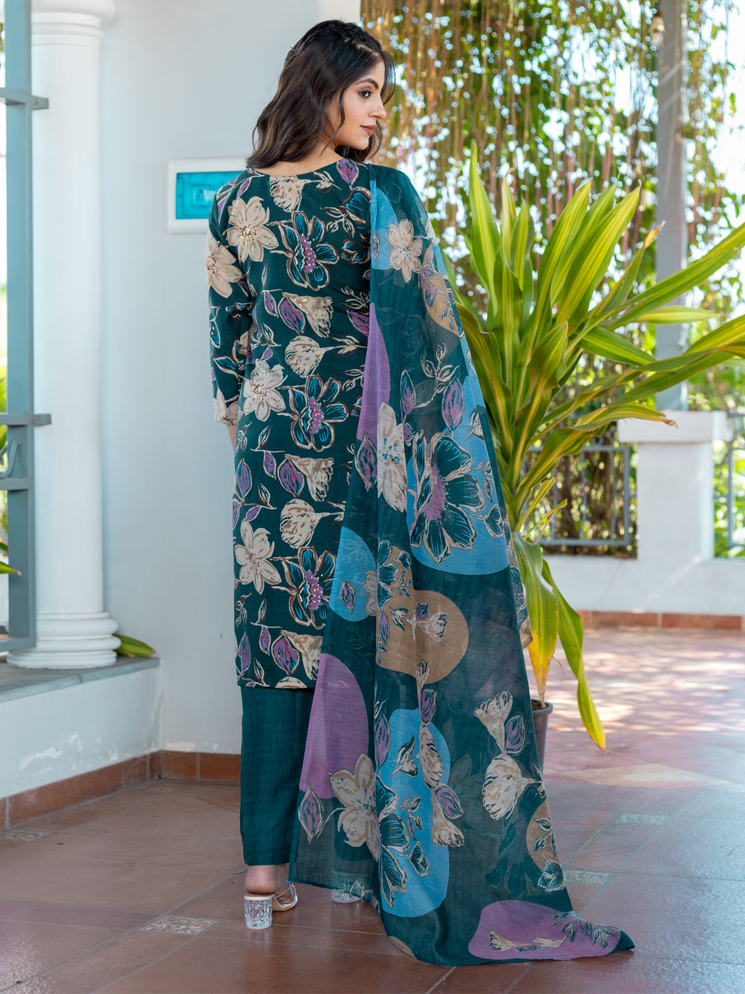 Jyoti Fashion Women's Rama Cotton Blend Printed Designer Kurta Set with Dupatta - Distacart