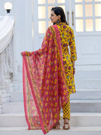 Jyoti Fashion Women's Yellow Rayon Print with Thread Designer Kurta Set with Dupatta - Distacart