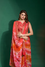 Jyoti Fashion Women's Gajri Sequence Embroidery Chiffon Saree with Blouse - Distacart