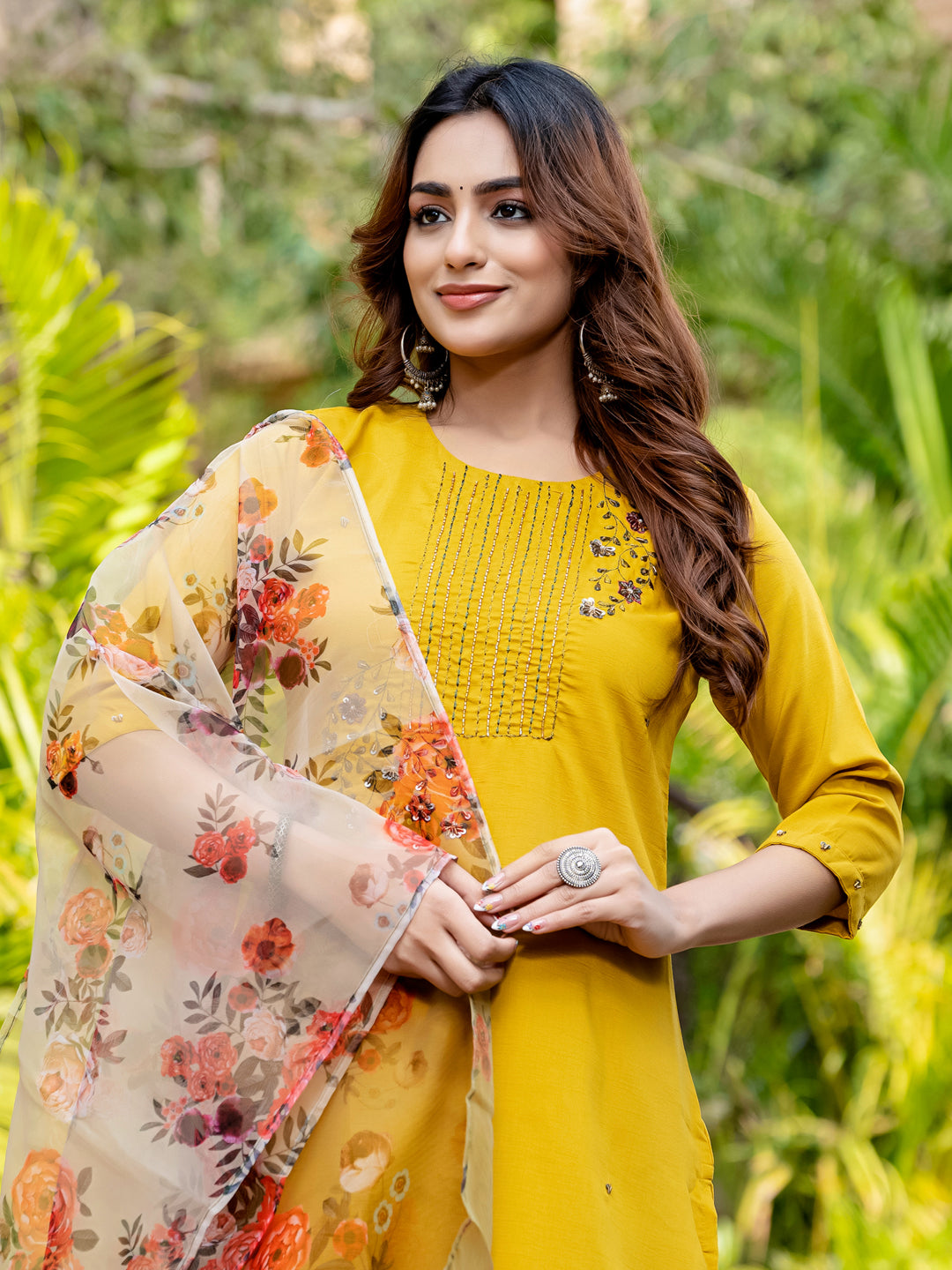 Jyoti Fashion Women's Yellow Silk Handwork Designer Kurta Set with Dupatta - Distacart