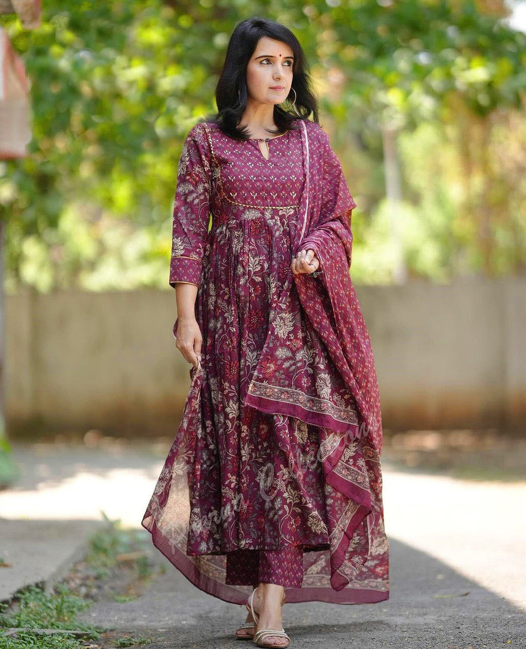 Jyoti Fashion Women's Maroon Rayon Printed Designer Kurta Set with Dupatta - Distacart