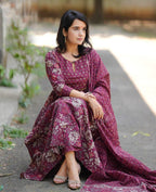 Jyoti Fashion Women's Maroon Rayon Printed Designer Kurta Set with Dupatta - Distacart