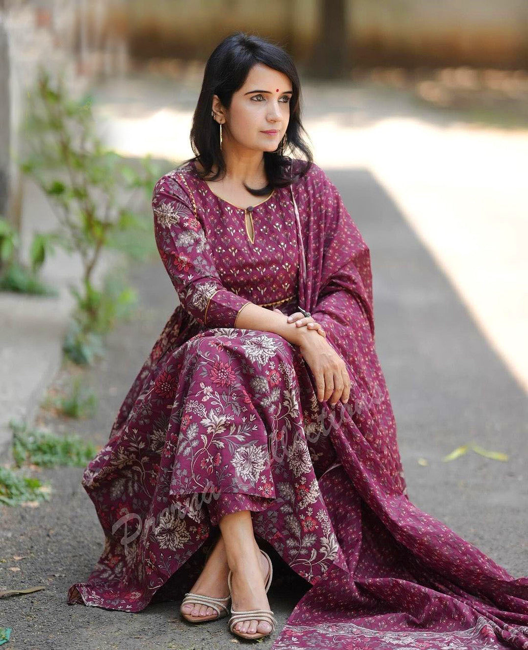 Jyoti Fashion Women's Maroon Rayon Printed Designer Kurta Set with Dupatta - Distacart