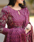 Jyoti Fashion Women's Maroon Rayon Printed Designer Kurta Set with Dupatta - Distacart