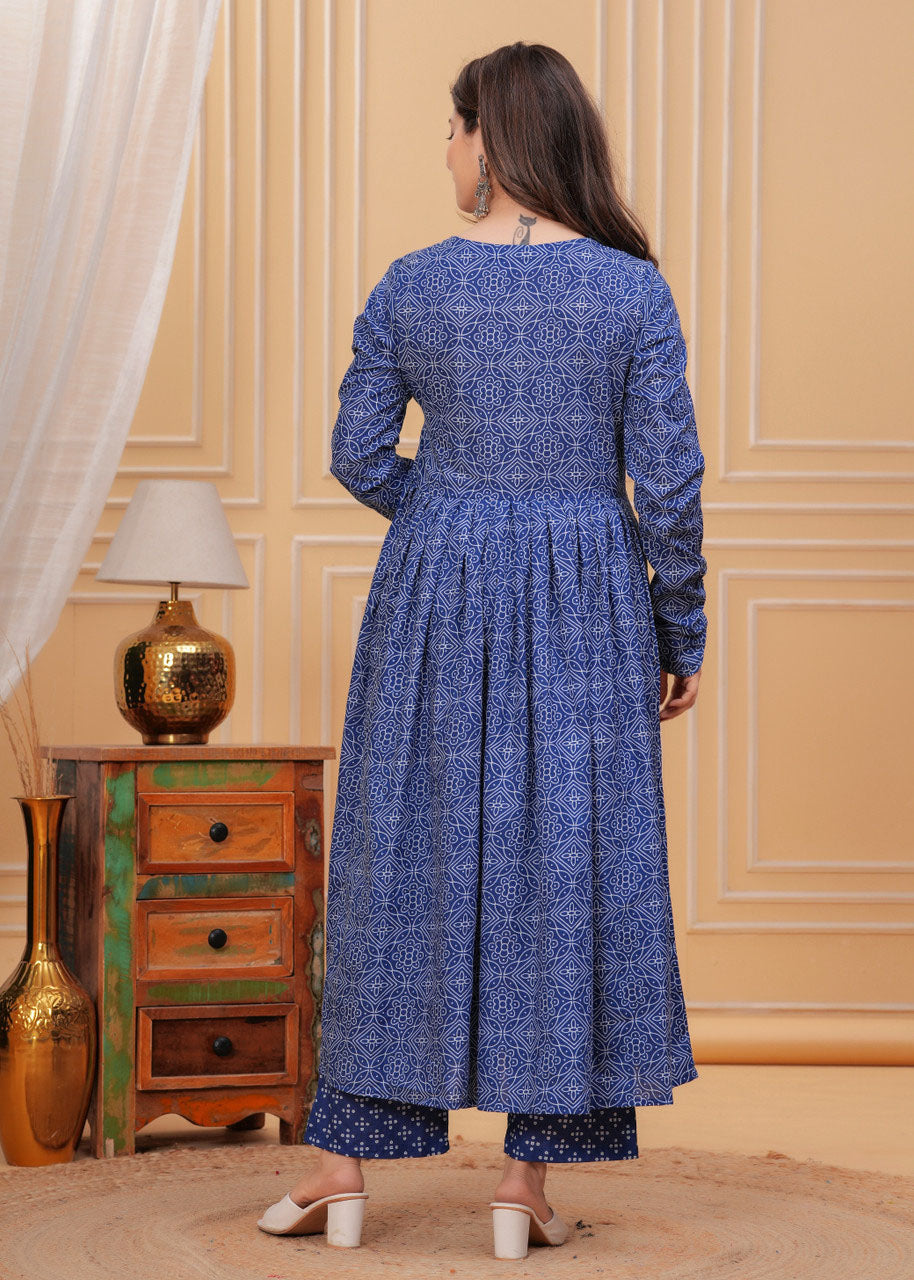 Jyoti Fashion Women's Blue Rayon Printed Designer Kurta Set with Dupatta - Distacart