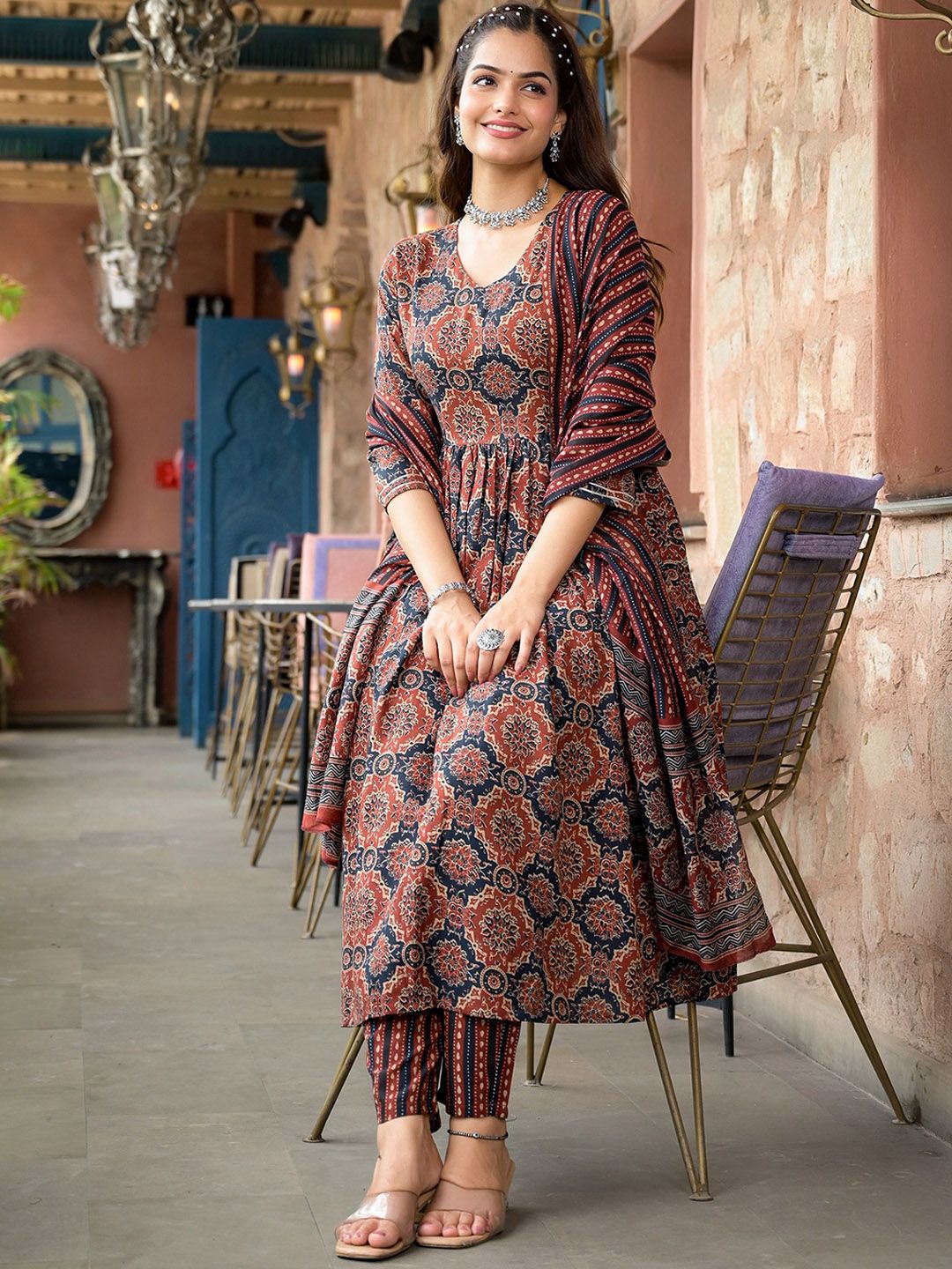 Jyoti Fashion Women's Maroon Rayon Printed Designer Kurta Set with Dupatta - Distacart