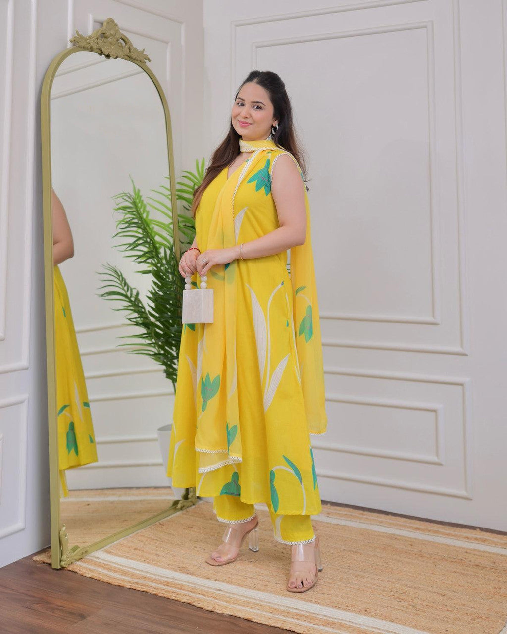Jyoti Fashion Women's Yellow Rayon Printed Designer Kurta Set with Dupatta - Distacart