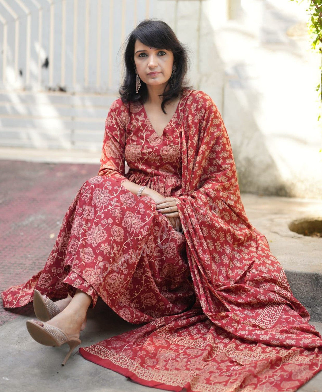 Jyoti Fashion Women's Maroon Rayon Printed Designer Kurta Set with Dupatta - Distacart