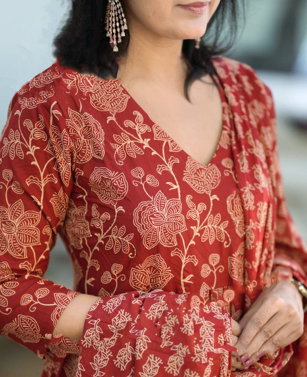 Jyoti Fashion Women's Maroon Rayon Printed Designer Kurta Set with Dupatta - Distacart
