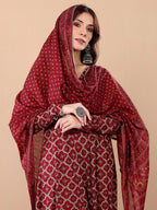 Jyoti Fashion Women's Maroon Rayon Printed Designer Kurta Set with Dupatta - Distacart