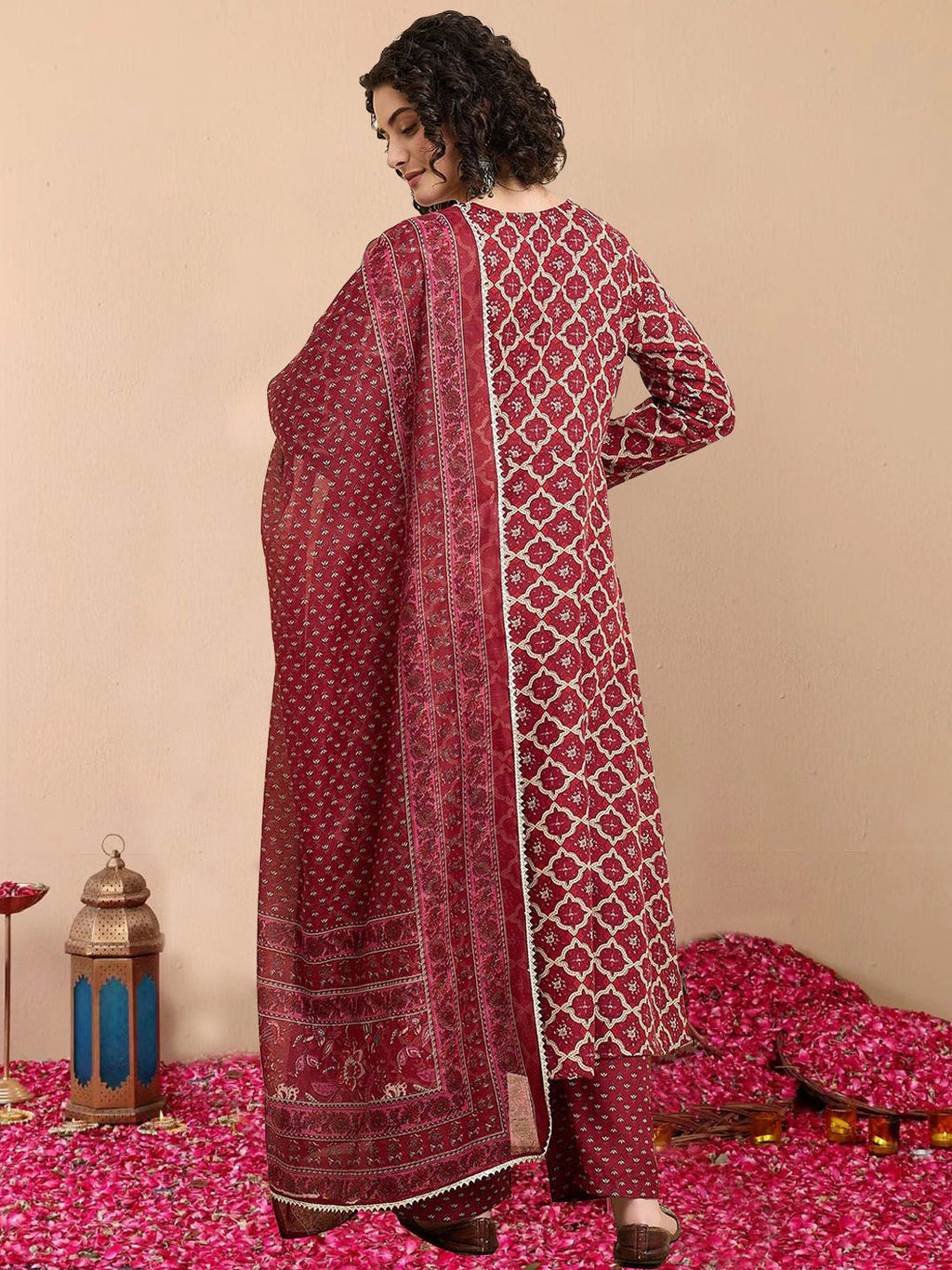 Jyoti Fashion Women's Maroon Rayon Printed Designer Kurta Set with Dupatta - Distacart