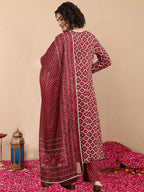 Jyoti Fashion Women's Maroon Rayon Printed Designer Kurta Set with Dupatta - Distacart