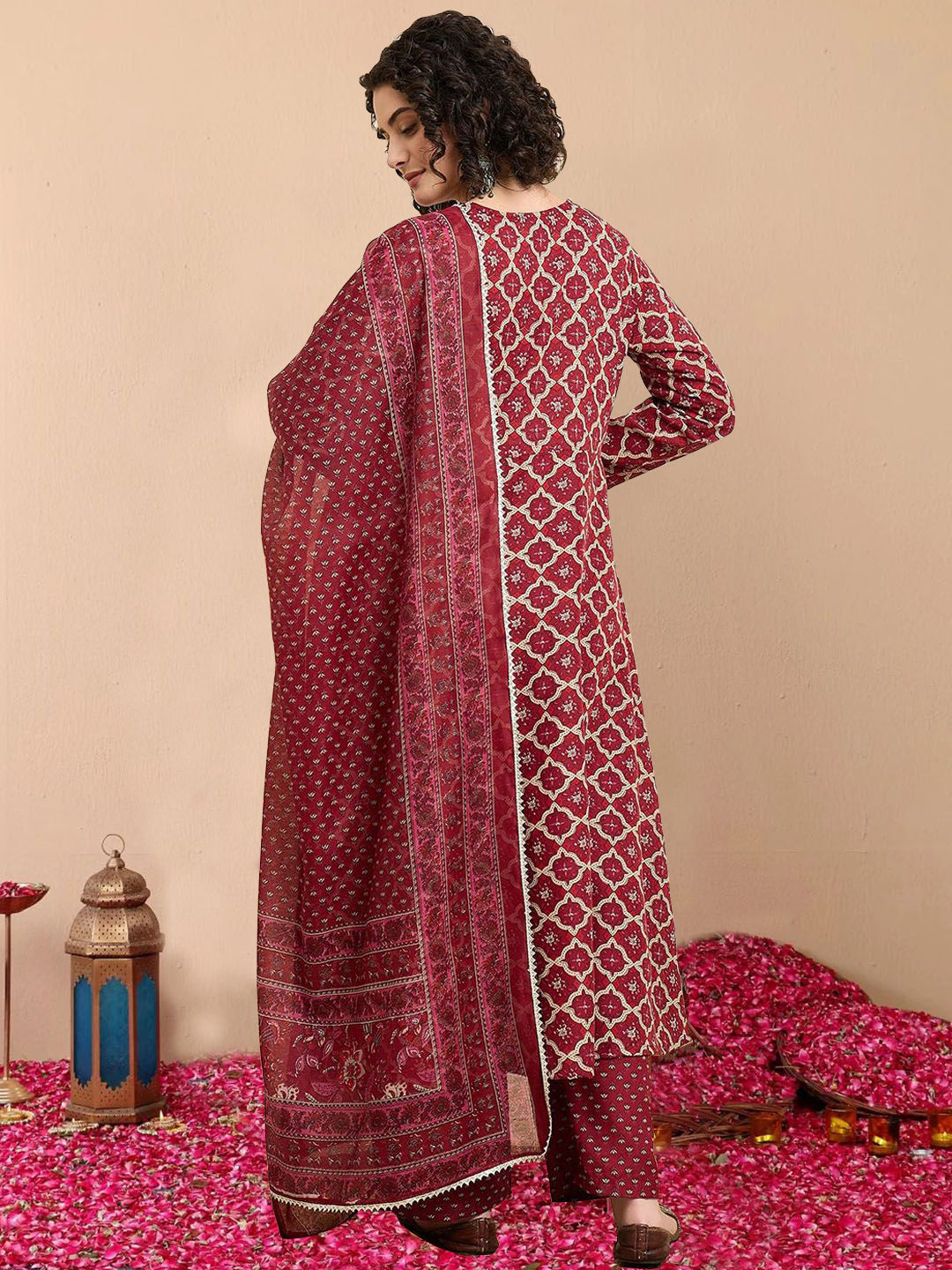 Jyoti Fashion Women's Maroon Rayon Printed Designer Kurta Set with Dupatta - Distacart
