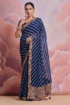 Jyoti Fashion Women's Blue Coding Sequence Georgette Saree with Blouse - Distacart