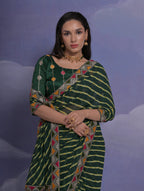 Jyoti Fashion Women's Green Coding Sequence Georgette Saree with Blouse - Distacart