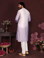 Jyoti Fashion Men's Purple Sequins Embroidered Kurta with Pajama