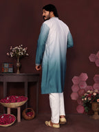 Jyoti Fashion Men's Teal Sequins Embroidered Kurta with Pajama