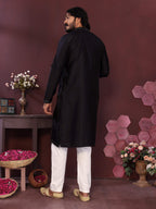 Jyoti Fashion Men's Black Mirror Embroidery Kurta with Pajama