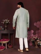 Jyoti Fashion Men's Grey Sequins Embroidered Kurta with Pajama