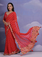 Jyoti Fashion Women's Red Coding Sequence Georgette Saree with Blouse - Distacart