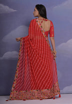 Jyoti Fashion Women's Red Coding Sequence Georgette Saree with Blouse - Distacart