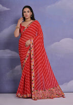 Jyoti Fashion Women's Red Coding Sequence Georgette Saree with Blouse - Distacart