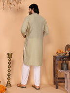 Jyoti Fashion Men's Sea Green Sequins Embroidered Kurta with Pajama