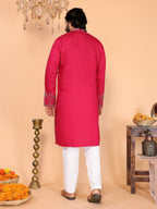 Jyoti Fashion Men's Pink Sequins Embroidered Kurta with Pajama