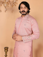 Jyoti Fashion Men's Peach Sequins Embroidered Kurta with Pajama