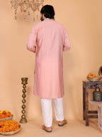 Jyoti Fashion Men's Peach Sequins Embroidered Kurta with Pajama