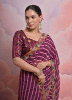 Jyoti Fashion Women's Wine Coding Sequence Georgette Saree with Blouse - Distacart