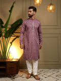 Jyoti Fashion Men's Wine Mirror Embroidery Kurta with Pajama