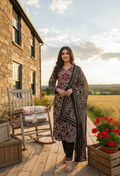 Jyoti Fashion Black Cotton Silk Floral Printed Designer Kurta Set with Dupatta - Distacart