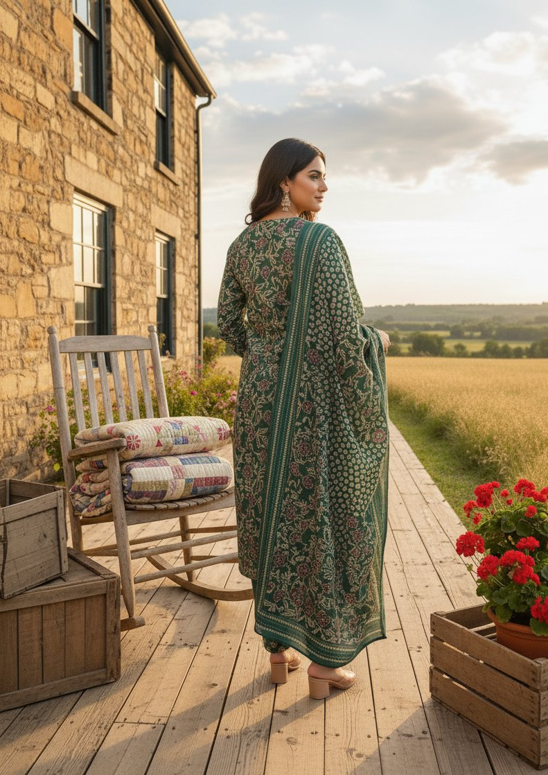 Jyoti Fashion Rama Cotton Silk Floral Printed Designer Kurta Set with Dupatta - Distacart