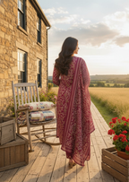 Jyoti Fashion Pink Cotton Silk Floral Printed Designer Kurta Set with Dupatta - Distacart