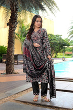 Jyoti Fashion Black Cotton Silk Floral Printed Designer Kurta Set with Dupatta - Distacart