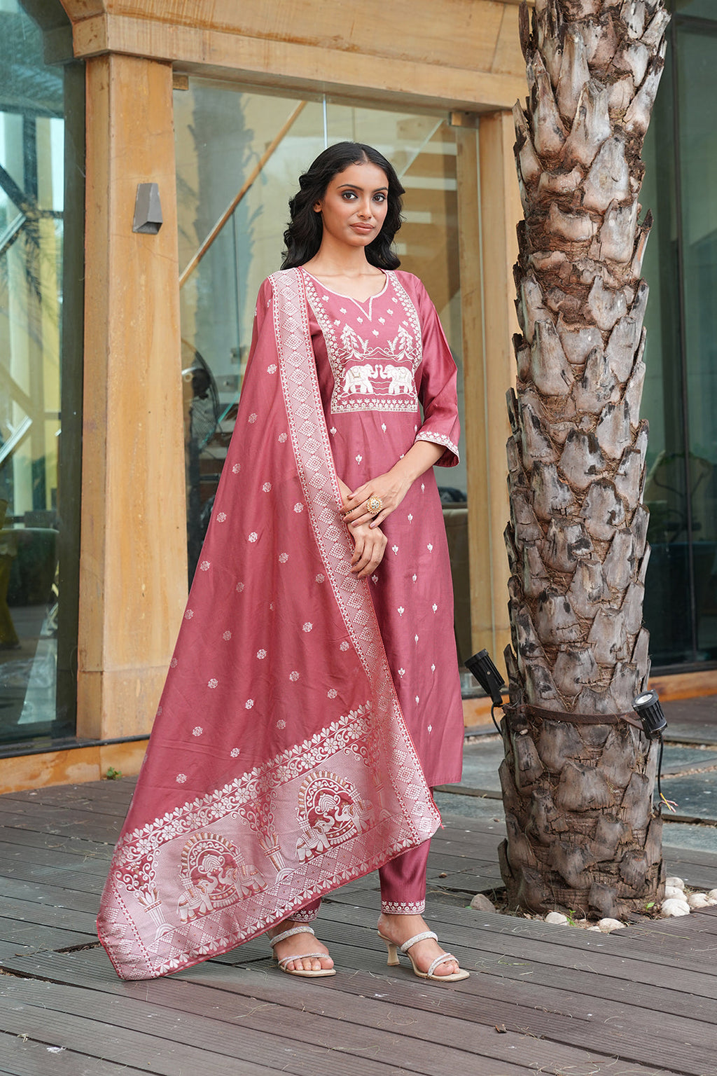 Jyoti Fashion Peach Vatican Embroidered Designer Kurta Set with Dupatta - Distacart
