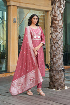 Jyoti Fashion Peach Vatican Embroidered Designer Kurta Set with Dupatta - Distacart