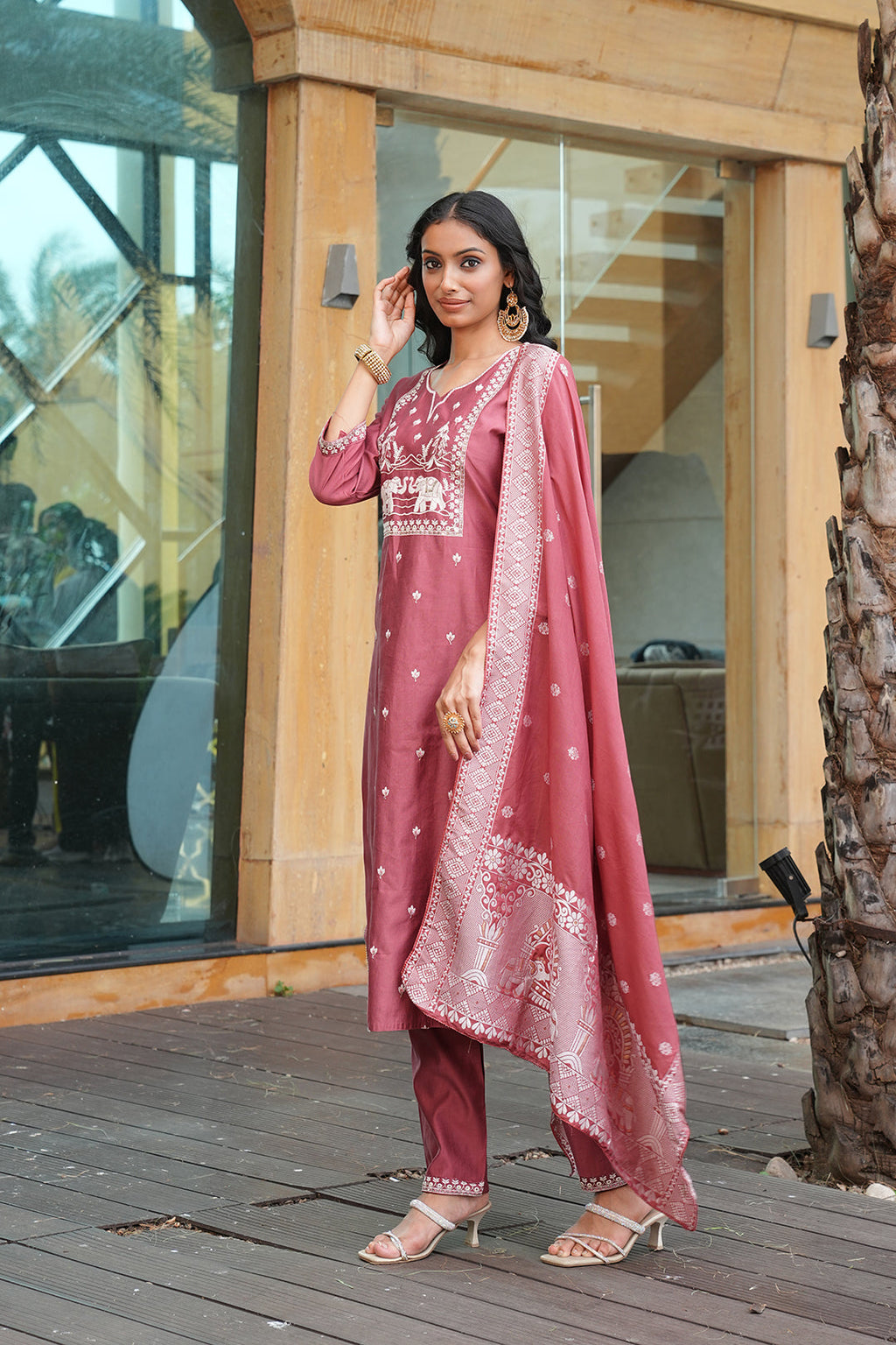 Jyoti Fashion Peach Vatican Embroidered Designer Kurta Set with Dupatta - Distacart