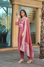 Jyoti Fashion Peach Vatican Embroidered Designer Kurta Set with Dupatta - Distacart