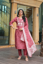 Jyoti Fashion Peach Vatican Embroidered Designer Kurta Set with Dupatta - Distacart