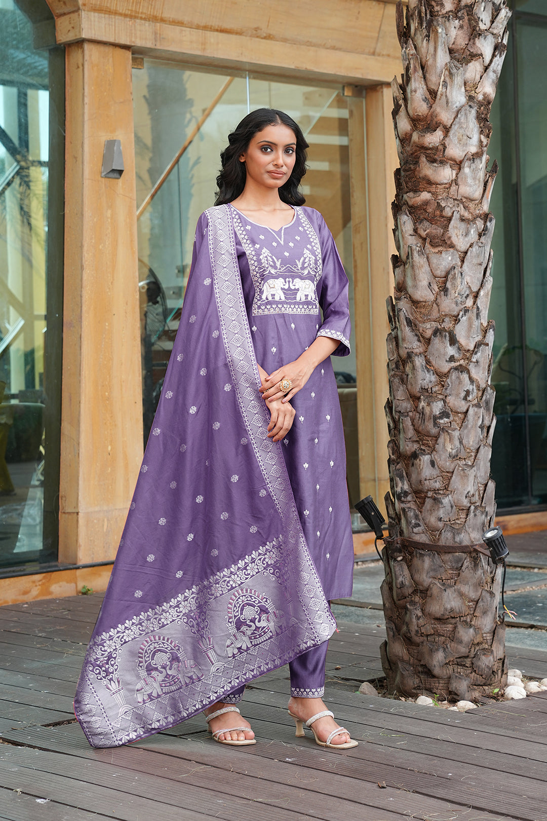 Jyoti Fashion Purple Vatican Embroidered Designer Kurta Set with Dupatta - Distacart